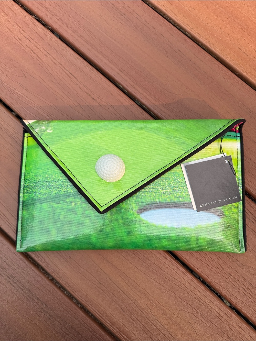 Kent StetsonGolf Print Envelope Clutch with Golf Ball Detail